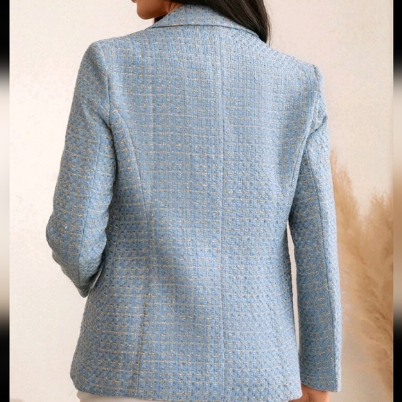 Plaid Print Double Breasted Blazer Workwear  - Picture 2 of 4